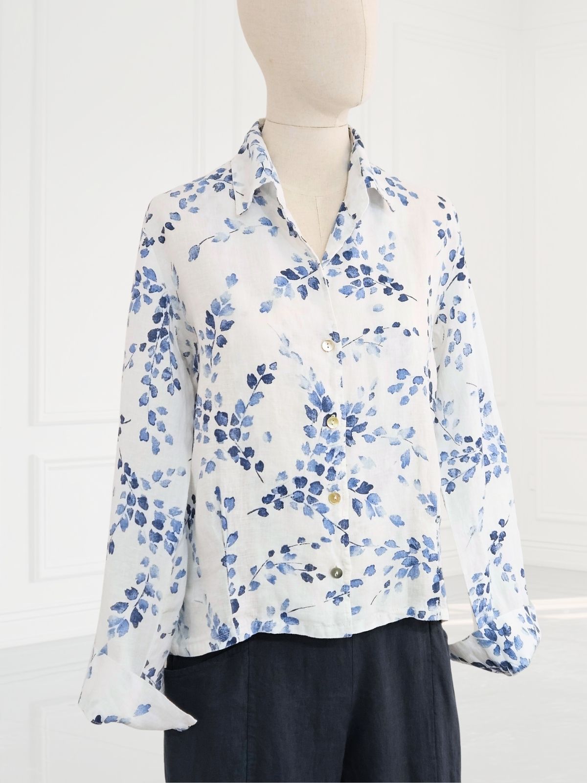 blueberry-ss26-womens-pleated-waist-printed-linen-shirt-blue-wisteria
