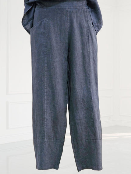 Blueberry -SS26- Womens -Linen -Balloon -Trousers -NAVY - 9731-Kings-Road-Fashions