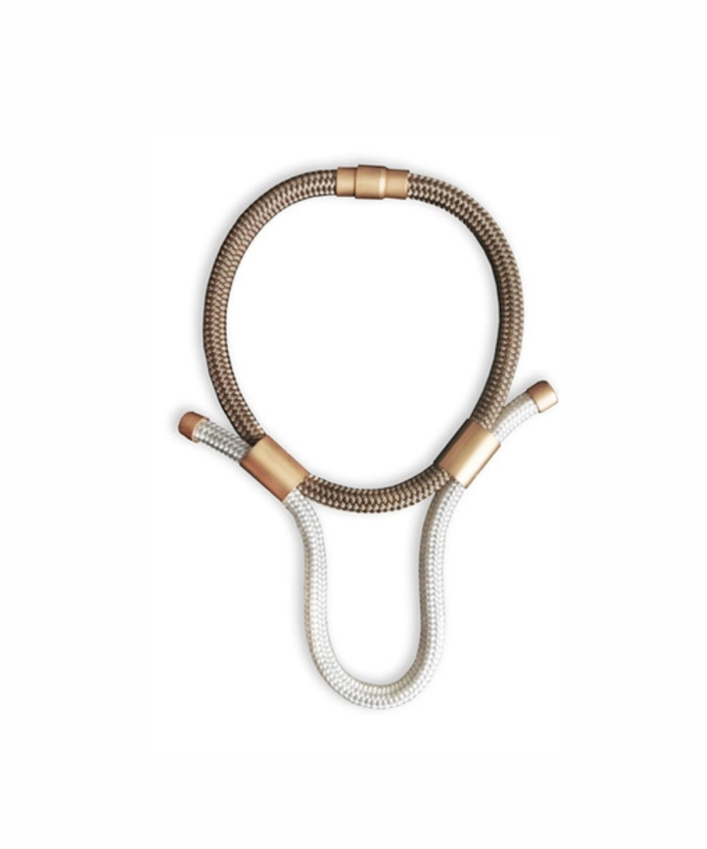 NEPTUNE Multi Way Necklace - Hemp / White / Satin Gold