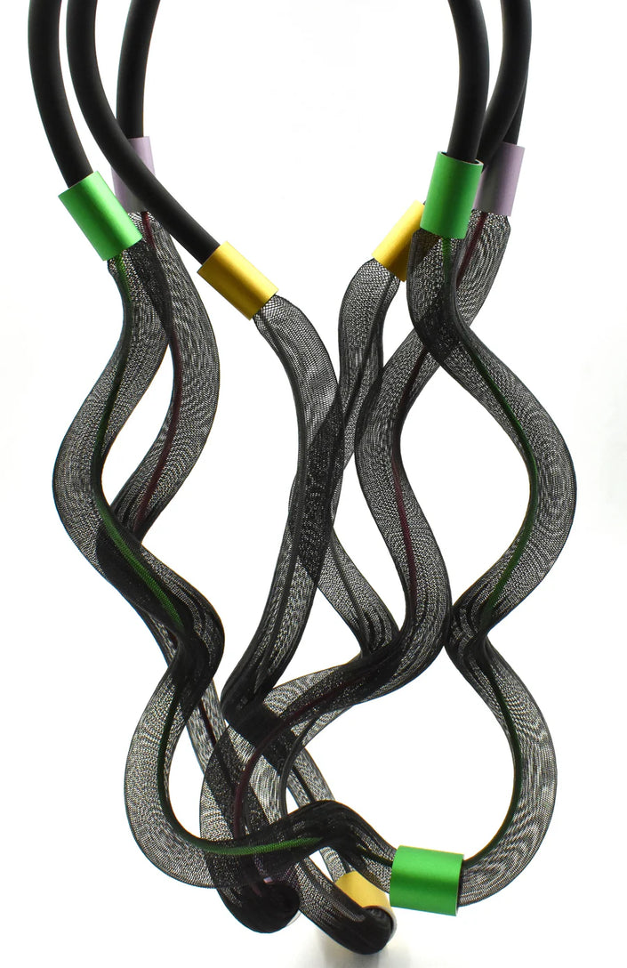 Christina Brampti See the Invisible Aluminium and Net Long Necklace K2421