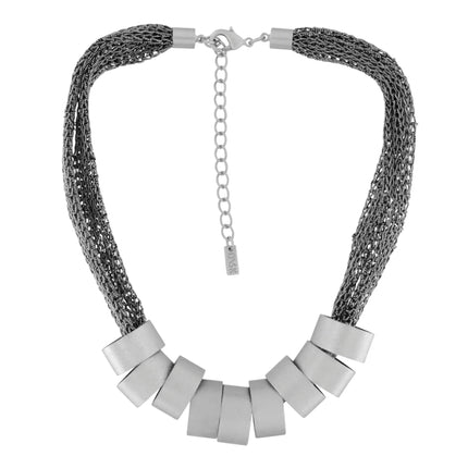 DNSK - Anastazia -Short -Knitted -Multi -Ring -Necklace -Silver -9C2407024-1