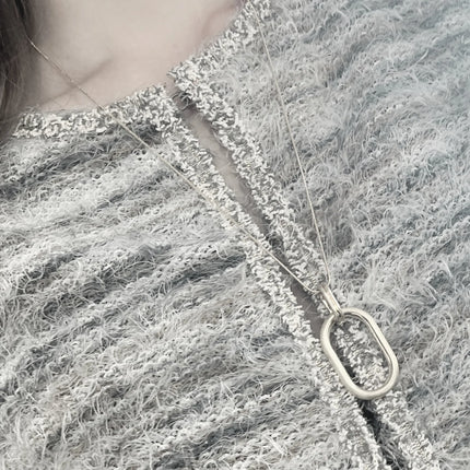 DNSK - Tula Adjustable Oval Ring Long Necklace Silver Plating 9C2507016