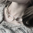 DNSK - Tula- Short- Two- Tone- Asymmetrical- Oval- Ring- Necklace- Silver- 9C2507031-0
