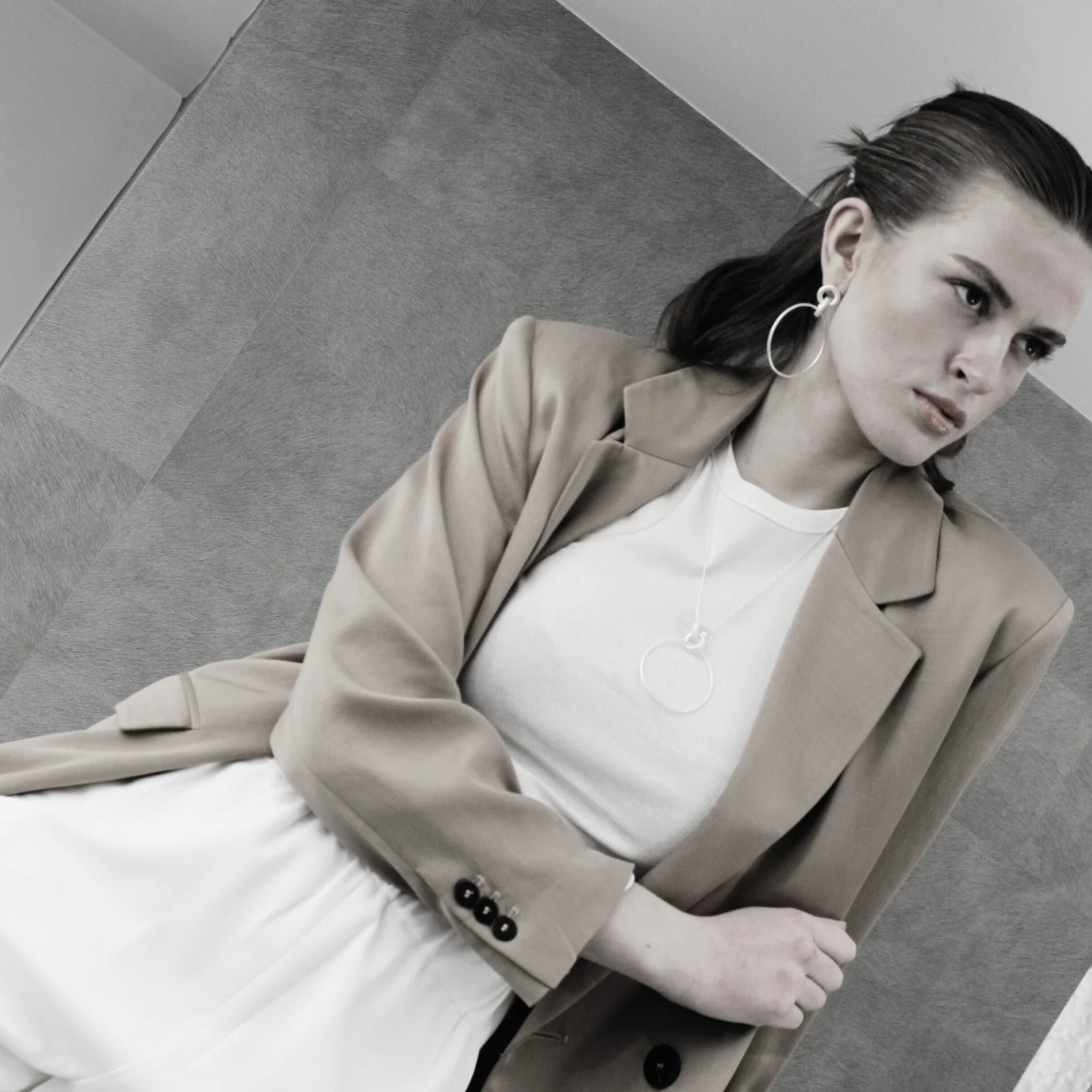 DNSK - Tula Statement Hoop Earrings in Silver