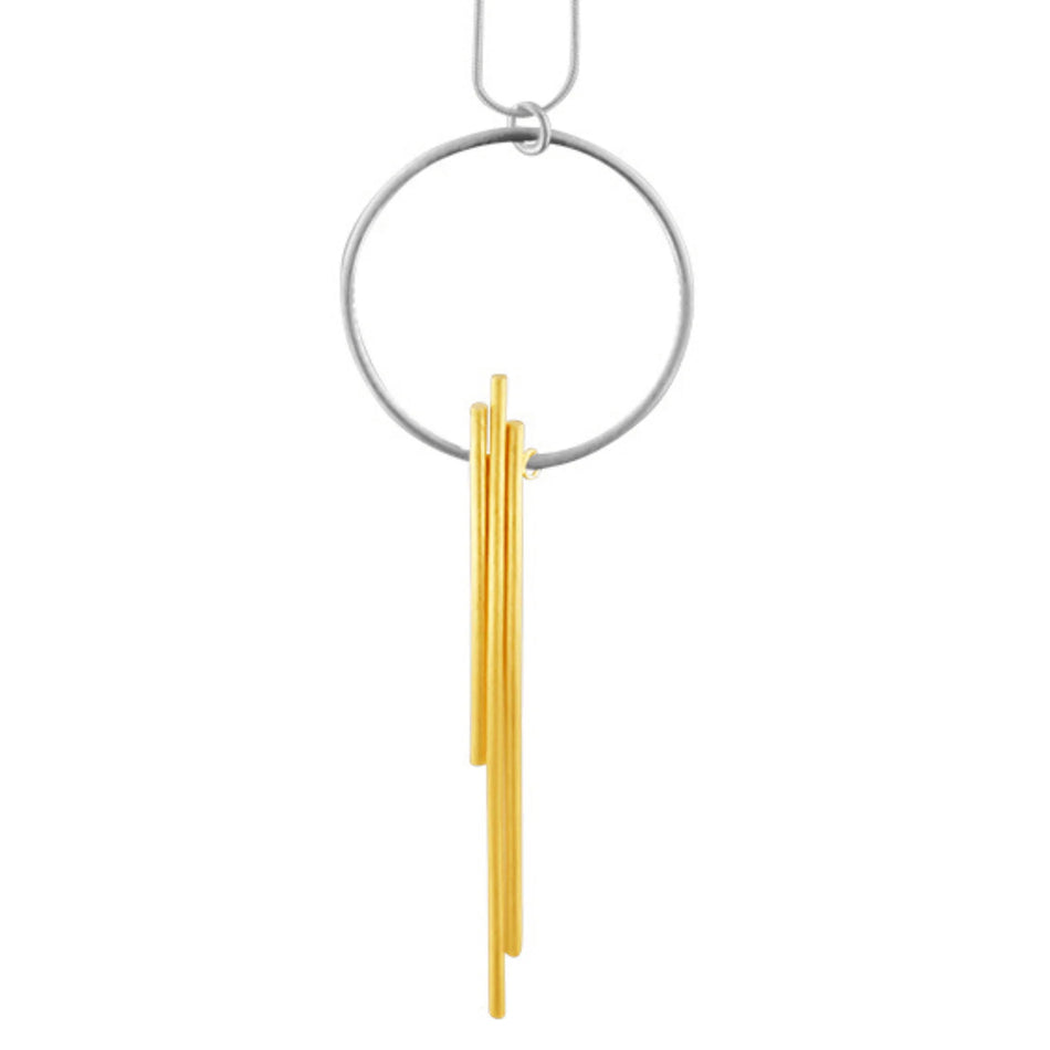 DNSK - Vanity Adjustable Two Tone Pole Necklace Silver 9C2407036