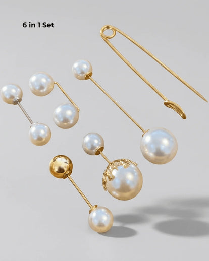 DNSK Tracey 6 in 1 Waist Needle & Brooch Pin Pearl + Gold 5W2605001