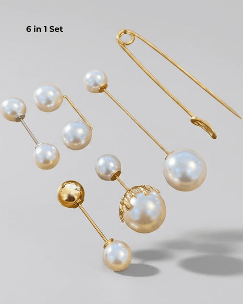 DNSK Tracey 6 in 1 Waist Needle & Brooch Pin Pearl + Gold 5W2605001