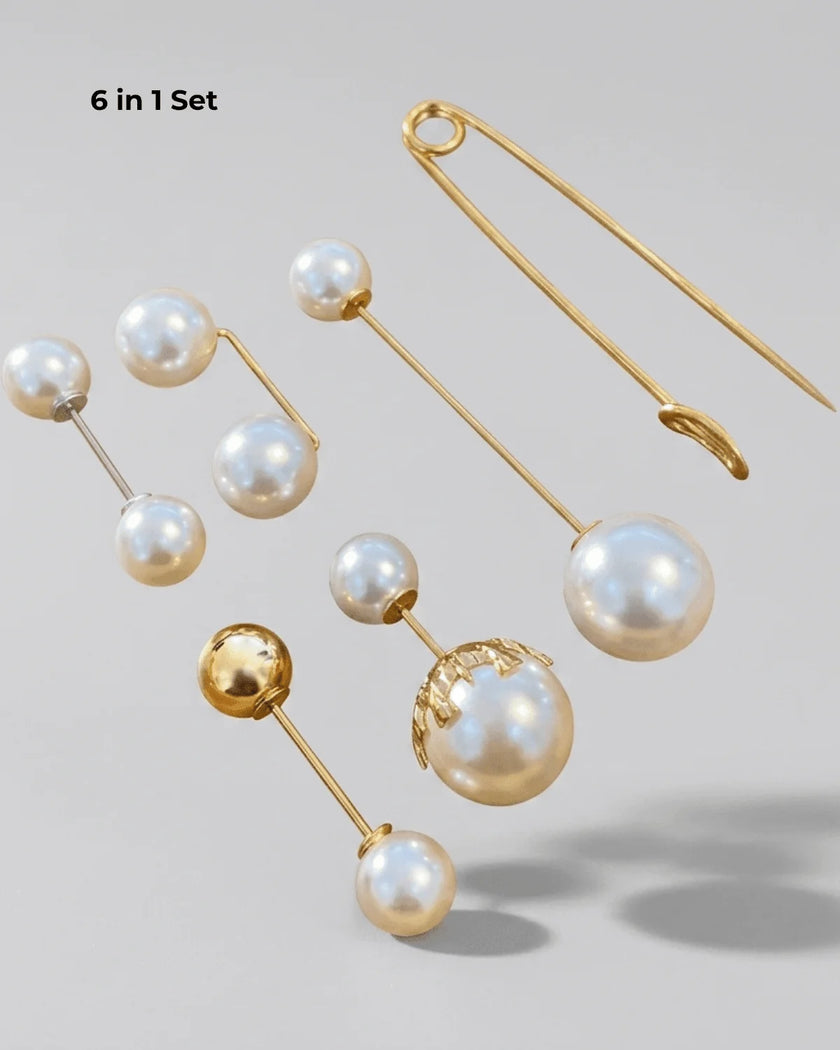 DNSK Tracey 6 in 1 Waist Needle & Brooch Pin Pearl + Gold 5W2605001