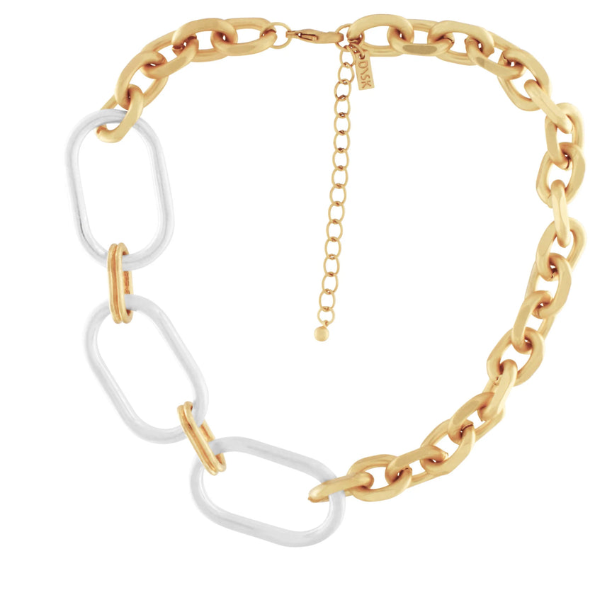 DNSK-tula-instore-short-2-tone-asymmetrical-oval-ring-necklace-gold-plating-9C2507030-1