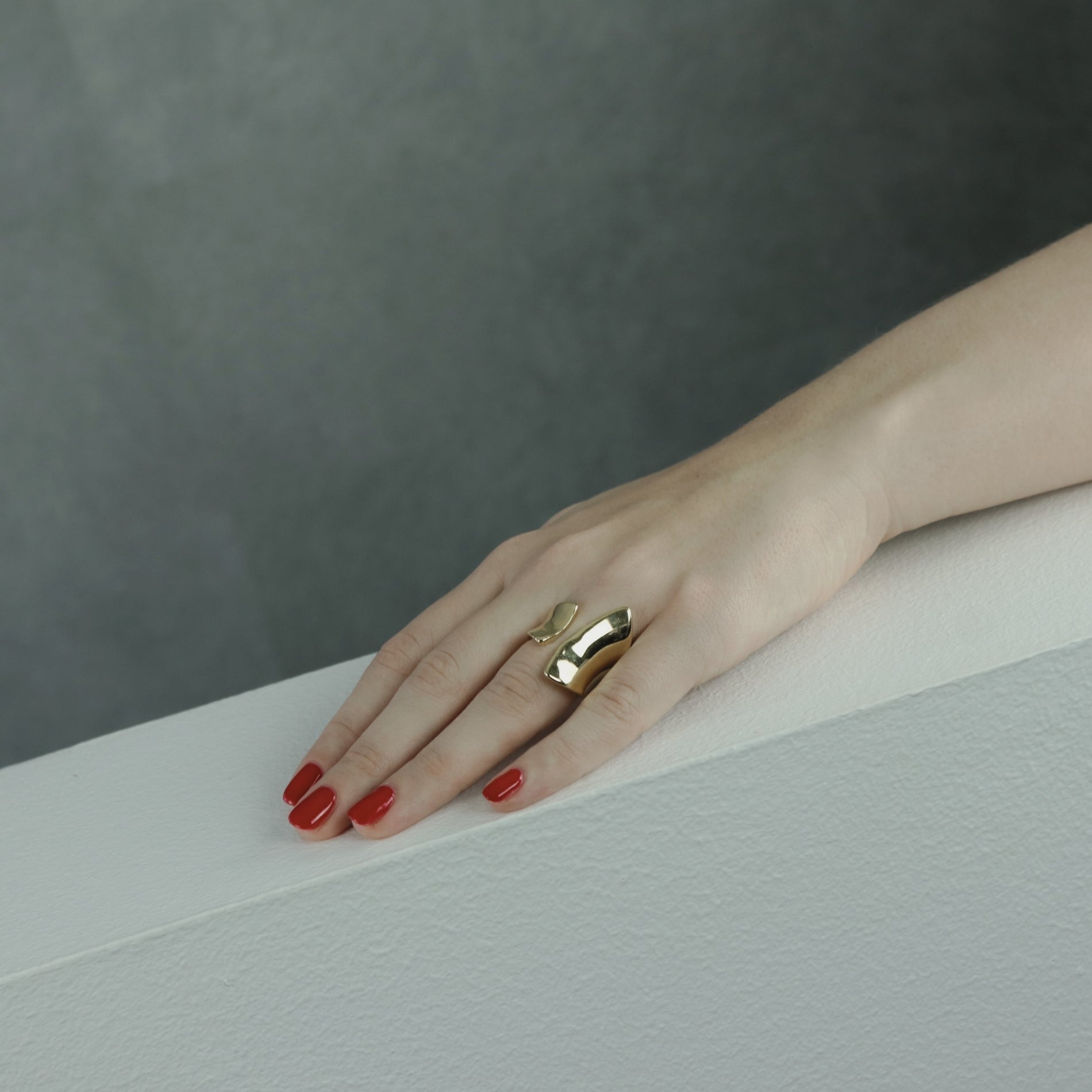 DNSK Courage Waterproof Impression Statement Ring 18K Gold Plating