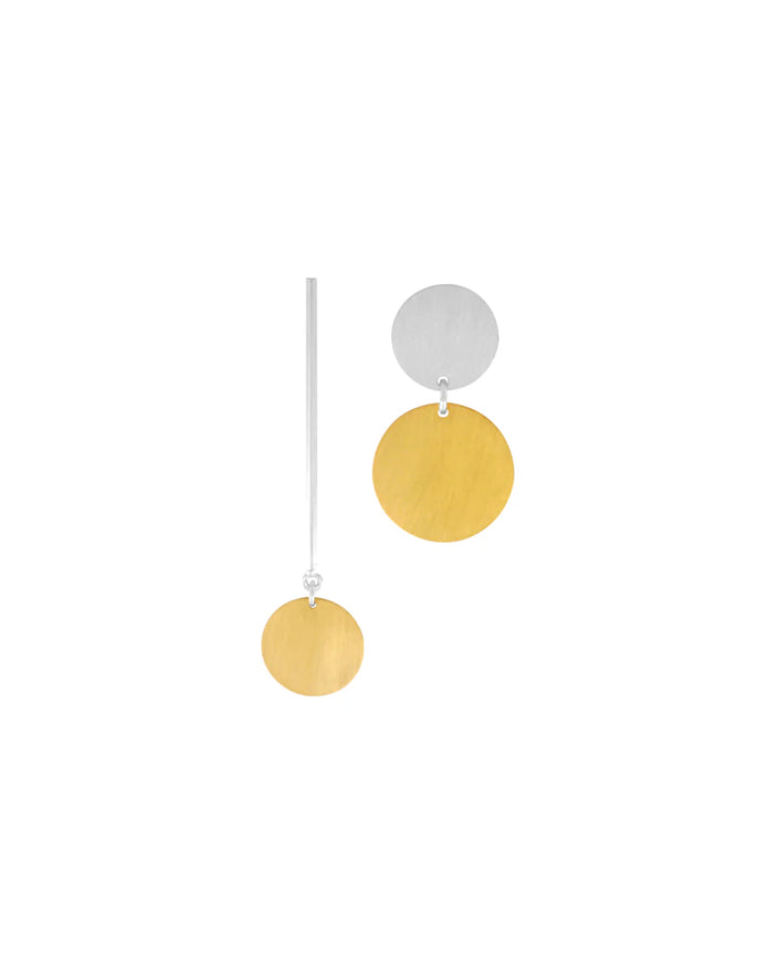 Dansk -Copenhagen -DNSK -Theia -2 -Tone -Asymmetrical -Dot -Earring -Silver -3C2601026-1