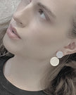Dansk -Copenhagen -DNSK -Theia -2 -Tone -Asymmetrical -Dot -Earring -Silver -3C2601026-1