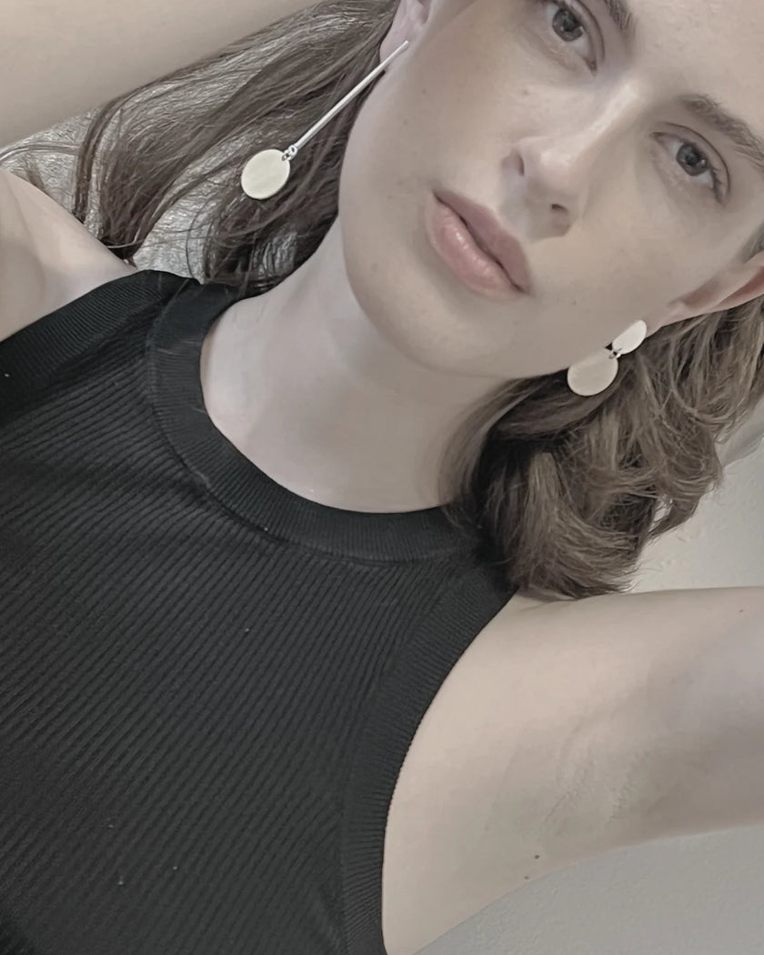 Dansk -Copenhagen -DNSK -Theia -2 -Tone -Asymmetrical -Dot -Earring -Silver -3C2601026-1