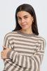 Fransa Women's FRIDAA PU 1 Striped Knit Driftwood