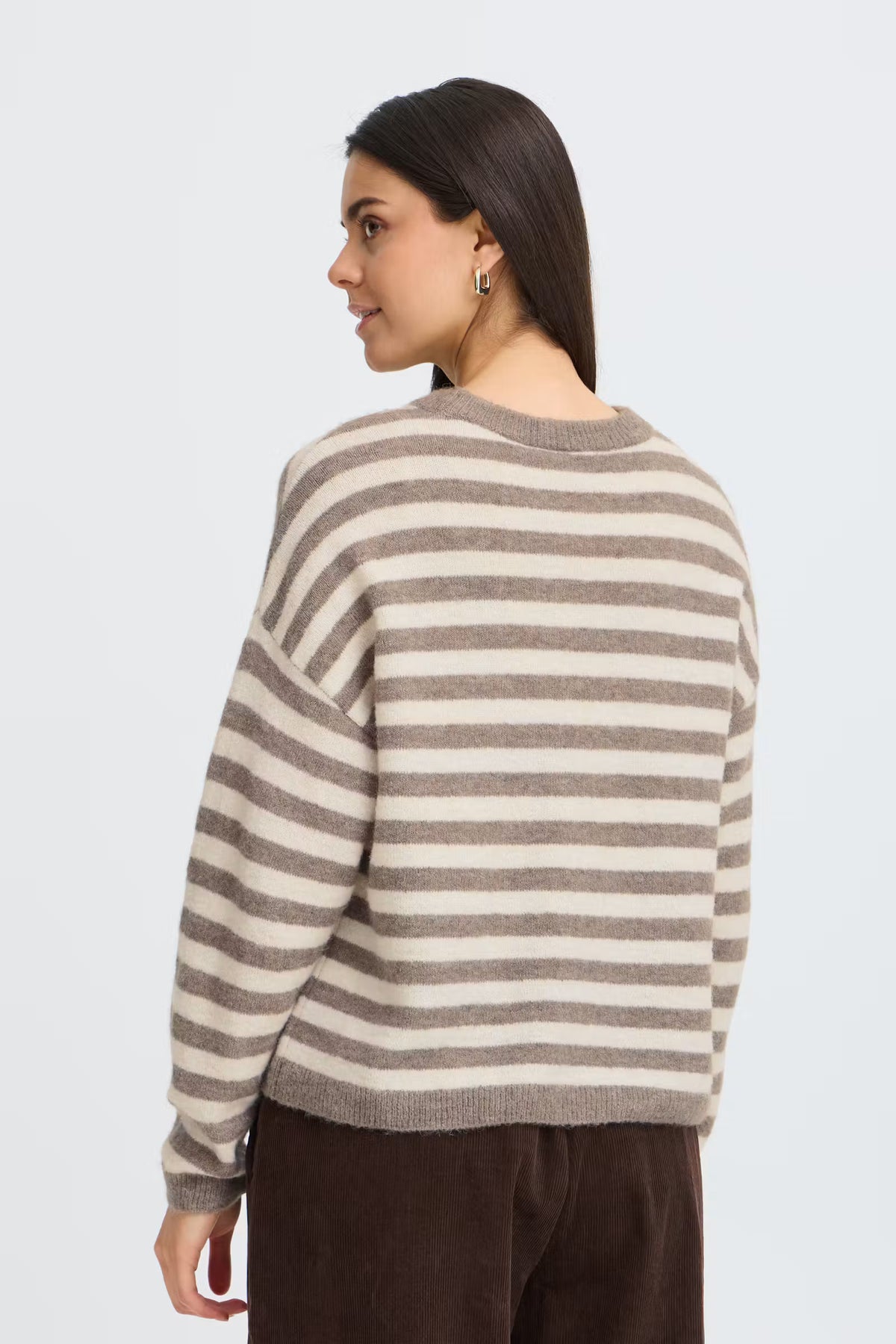 Fransa Women's FRIDAA PU 1 Striped Knit Driftwood