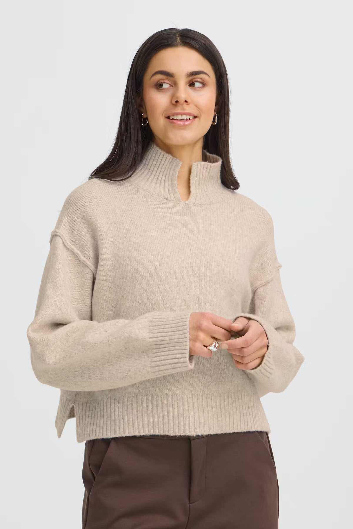 Fransa Women's FRIGIGI Oatmeal Boxy Knit