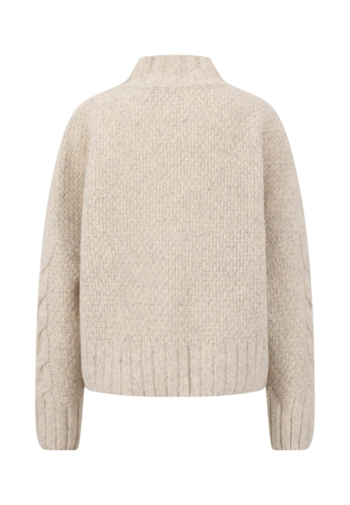 Fynch Hatton Women's Funnel Neck Cable Knit Sweater Neutral Tan - 26107310 - Kings Road Fashions, Leighton Buzzard