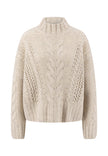 Fynch Hatton Women's Funnel Neck Cable Knit Sweater Neutral Tan - 26107310 - Kings Road Fashions, Leighton Buzzard
