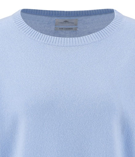 Fynch-Hatton Womens Cashmere Crew Neck Sweater in Powder Blue at Kings Road Fashions, Leighton Buzzard UK
