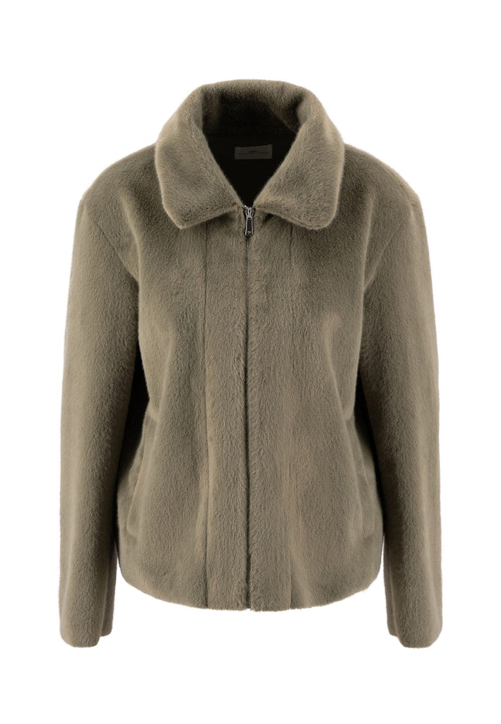 FYNCHHATTON_26095922- Womens Faux Fur short jacket in Dusty Green at Kings Road Fashions, Leighton Buzzard, UK