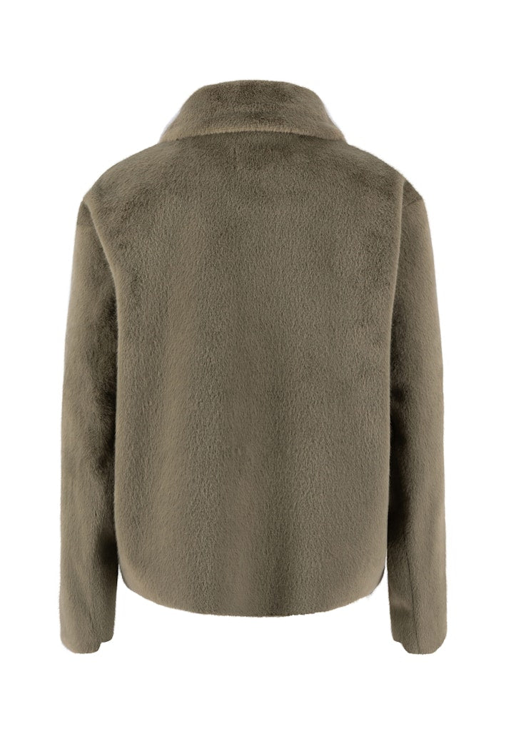 FYNCHHATTON_26095922- Womens Faux Fur short jacket in Dusty Green at Kings Road Fashions, Leighton Buzzard, UK