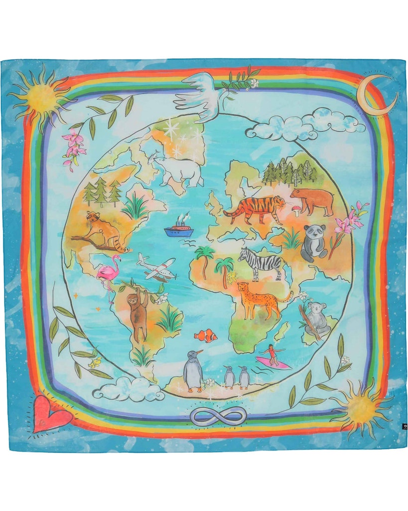 Fraas - Women's Cotton Silk Square Scarf 633037 Blue Skies