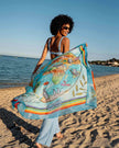 Fraas - Women's Cotton Silk Square Scarf 633037 Blue Skies