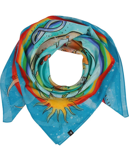 Fraas - Women's Cotton Silk Square Scarf 633037 Blue Skies