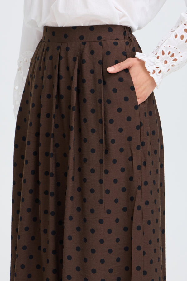 Fransa Women's FRADARA Polka Dot Skirt - Hot Fudge - 20618415 at Kings Road Fashions, Leighton Buzzard, UK