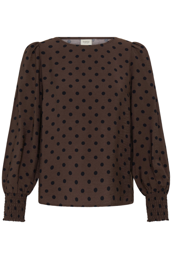Fransa Women's FRADARA Polka Dot Blouse - Hot Fudge - 20617327 at Kings Road Fashions, Leighton Buzzard, UK