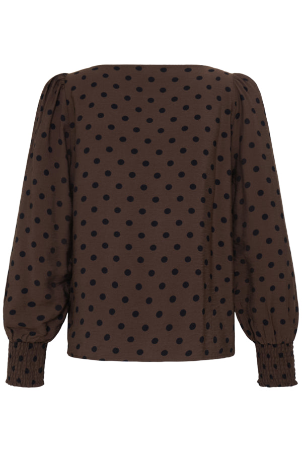Fransa Women's FRADARA Polka Dot Blouse - Hot Fudge - 20617327 at Kings Road Fashions, Leighton Buzzard, UK