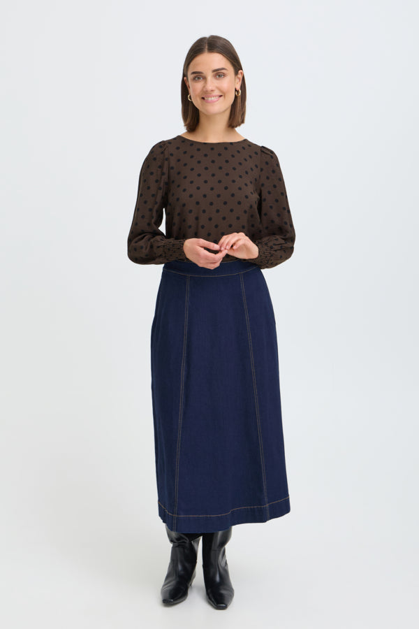 Fransa Women's FRADARA Polka Dot Blouse - Hot Fudge - 20617327 at Kings Road Fashions, Leighton Buzzard, UK