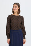 Fransa Women's FRADARA Polka Dot Blouse - Hot Fudge - 20617327 at Kings Road Fashions, Leighton Buzzard, UK