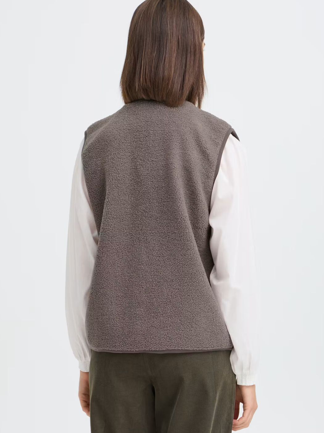 Fransa Women's FRTENYA Teddy Waistcoat - Driftwood - 20618525 at Kings Road Fashions, Leighton Buzzard, UK