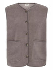Fransa Women's FRTENYA Teddy Waistcoat - Driftwood - 20618525 at Kings Road Fashions, Leighton Buzzard, UK