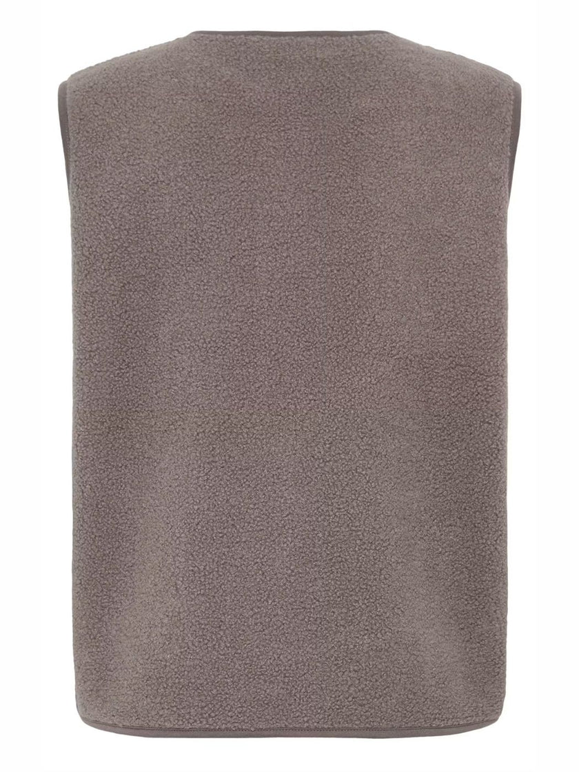 Fransa Women's FRTENYA Teddy Waistcoat - Driftwood - 20618525 at Kings Road Fashions, Leighton Buzzard, UK