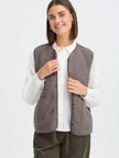 Fransa Women's FRTENYA Teddy Waistcoat - Driftwood - 20618525 at Kings Road Fashions, Leighton Buzzard, UK