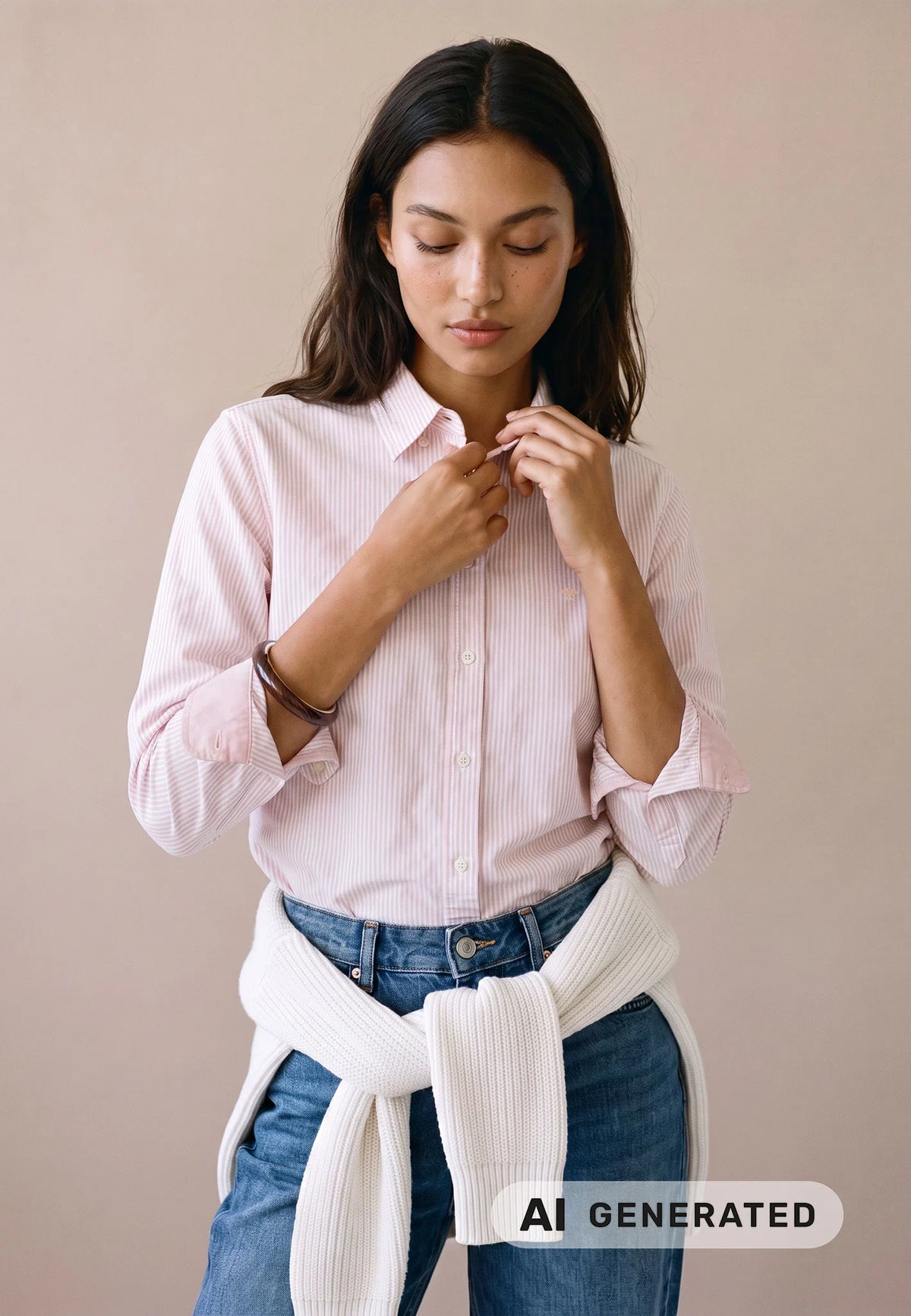 Fynch Hatton Women's Oxford Stripe Blouse Silky Rose - 26141916