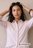 Fynch Hatton Women's Oxford Stripe Blouse Silky Rose - 26141916
