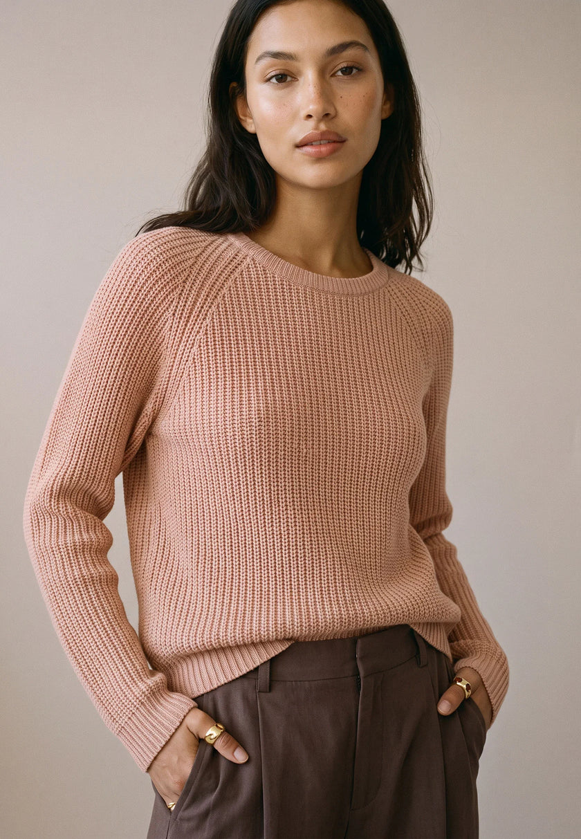 Fynch -Hatton -Women's -Round -Neck -Cotton -Knit -Silky -Rose - 26147101-421