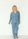 HSCPH UK Stockist -Henriette Steffensen - Women's Fleece Pullover 1370 - Dusty Blue- Kings-Road-Fashions-Leighton-Buzzard-UK