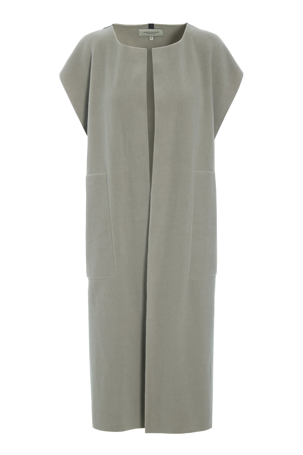 Henriette-Steffensen-HSCPH-Womens-Fleece-Longline-Gillet-Jacket-7169-ELEPHANT654-Kings-Road-Fashions