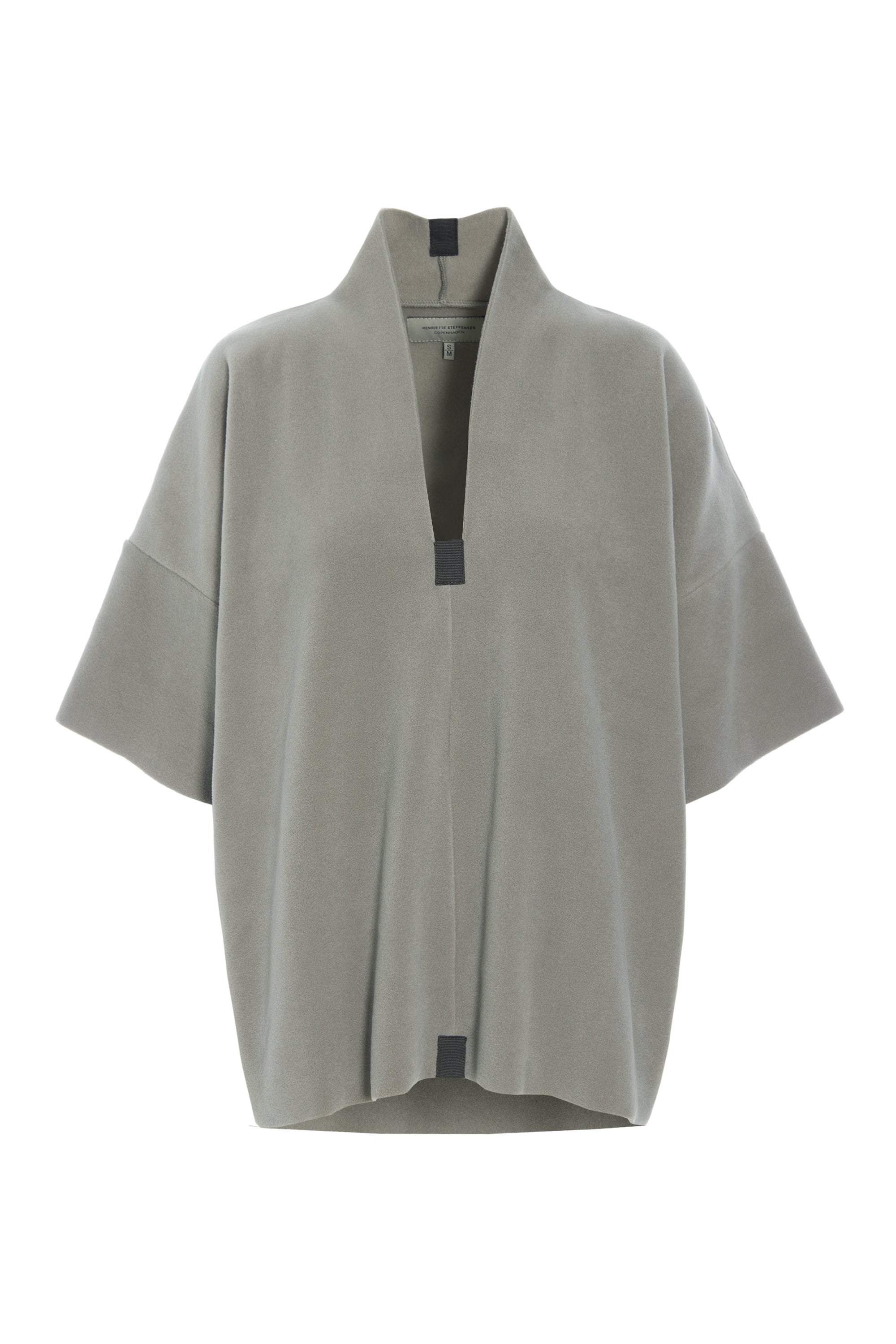 Henriette-Steffensen-HSCPH-Womens-Fleece-V-Neck-Cocoon-Fleece-Sweater-1361-Elephant-SS25-Kings-Road-Fashions