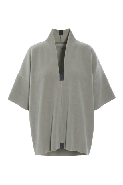 Henriette-Steffensen-HSCPH-Womens-Fleece-V-Neck-Cocoon-Fleece-Sweater-1361-Elephant-SS25-Kings-Road-Fashions