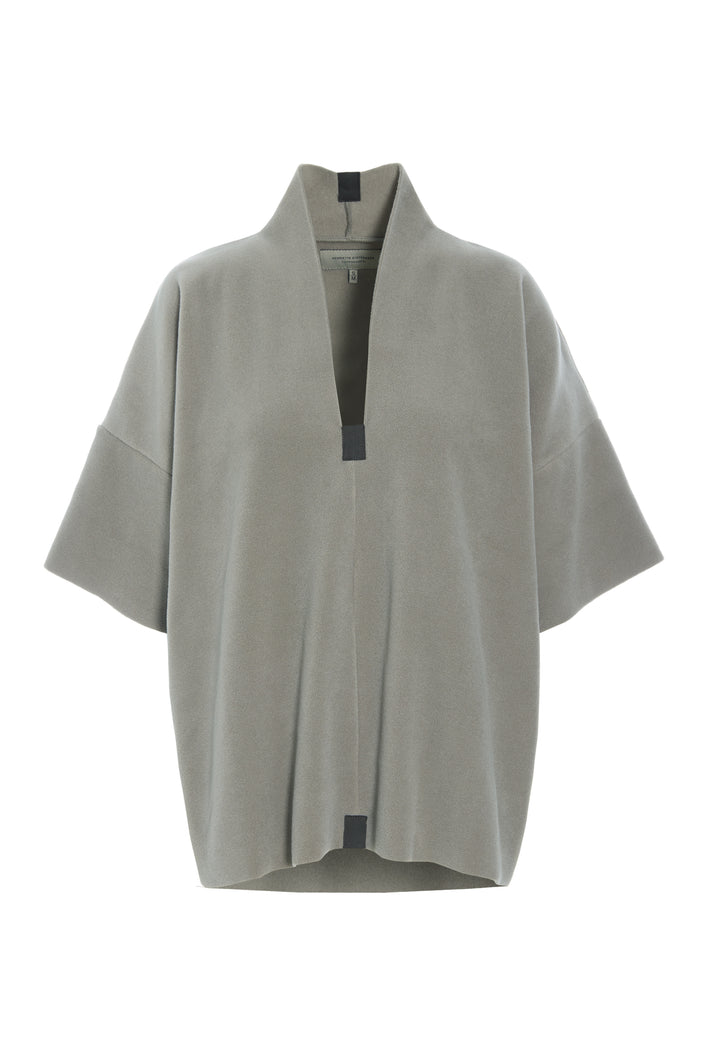 Henriette-Steffensen-HSCPH-Womens-Fleece-V-Neck-Cocoon-Fleece-Sweater-1361-Elephant-SS25-Kings-Road-Fashions