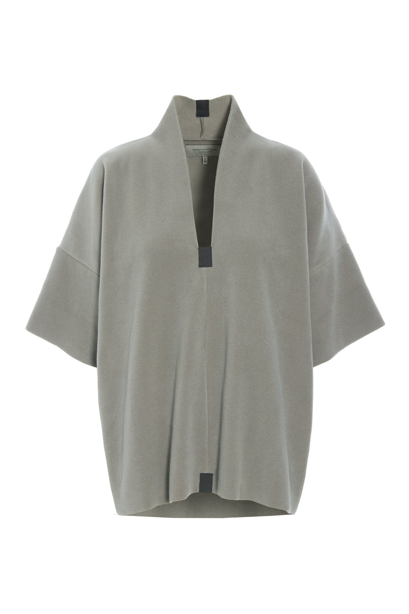 Henriette-Steffensen-HSCPH-Womens-Fleece-V-Neck-Cocoon-Fleece-Sweater-1361-Elephant-SS25-Kings-Road-Fashions