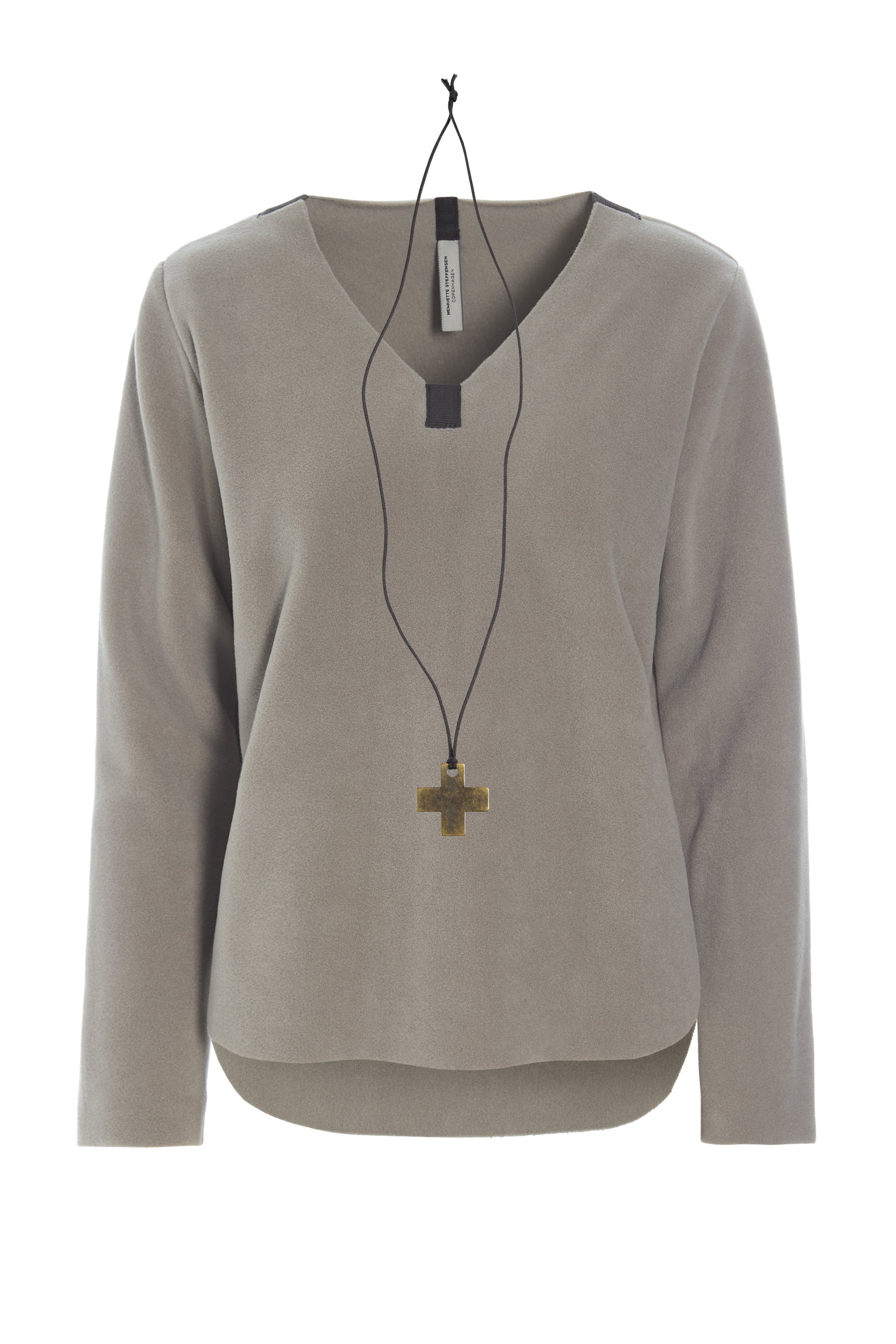 Henriette-Steffensen-HSCPH-Womens-Fleece-V-Neck-Top-1362-Elephant-SS25-Kings-Road-Fashions