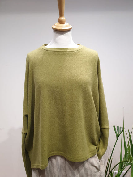 Neirami - Women's Boxy Long Sleeve Fleece B136SB Olive