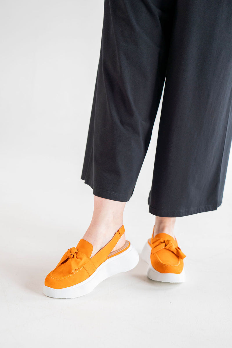 Wonders - Clementine Orange Slingback Platforms