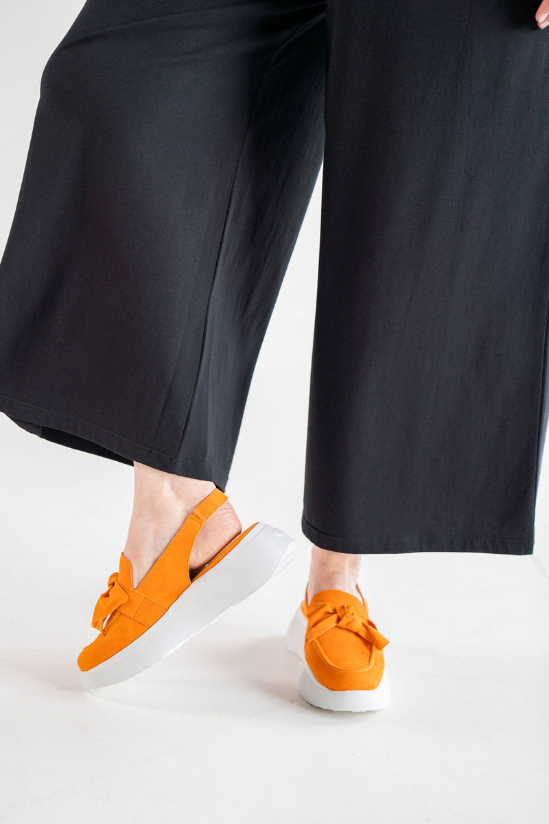 Wonders - Clementine Orange Slingback Platforms